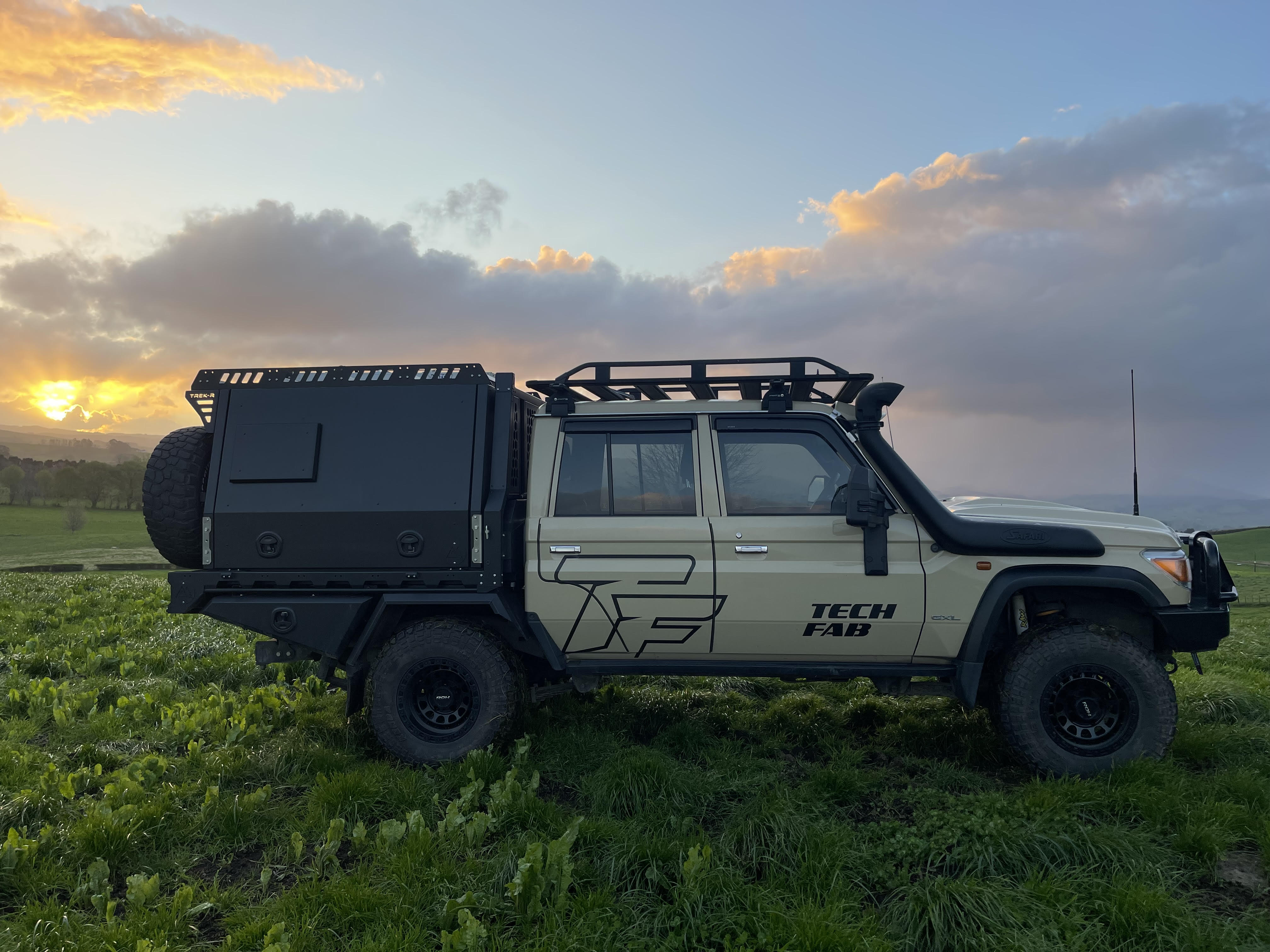 Tech Fab truck at sunset